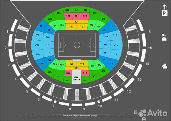 Карта стадиона краснодар с местами и рядами