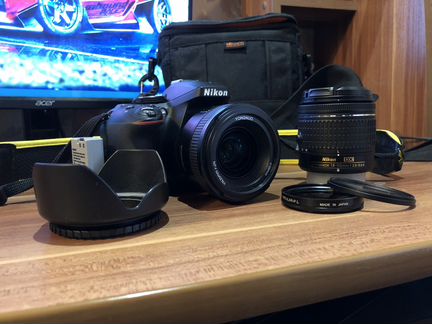 Nikon D5300 AF-P 18-55mm + фикс объектив 35мм