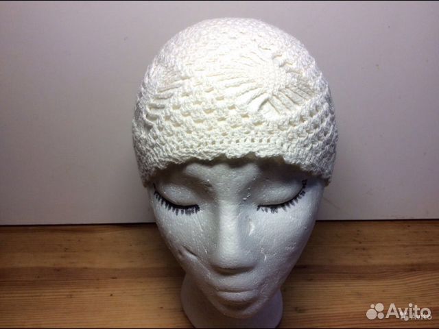 Вязаная шапочка, натур хлопок, арт 056, р 54-56