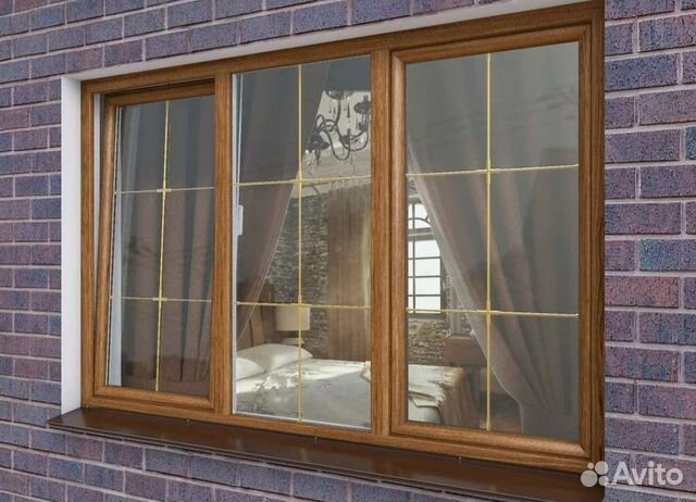 Окно пвх трехсекционное кашированное