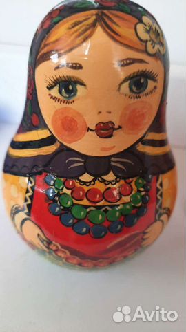 Матрешка - неваляшка из дерева,роспись,музыкальная