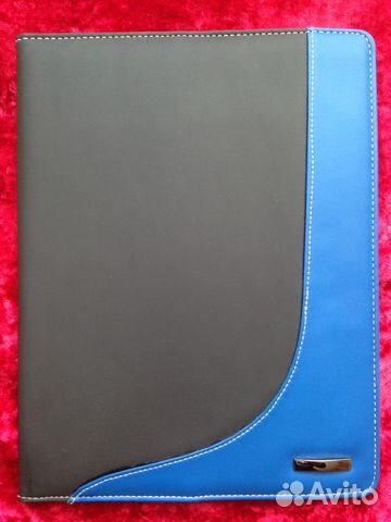 Папка с блокнотом, 320х240 мм, кожзам, синяя Папка с блокнотом, 320х240 мм, кожзам, синяя