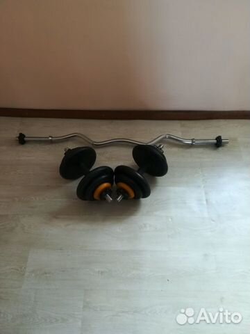 Мужской набор штанга и гантели