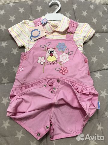 Новый комплект полукомбинезон футболка 86