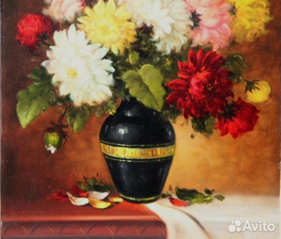Натюрморт цветы картина масло холст 80,5 x 60 см