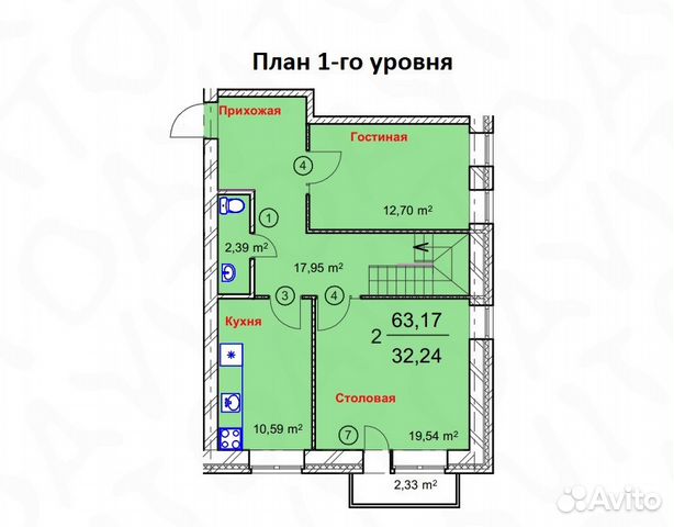 4-к квартира, 119.7 м², 3/4 эт.