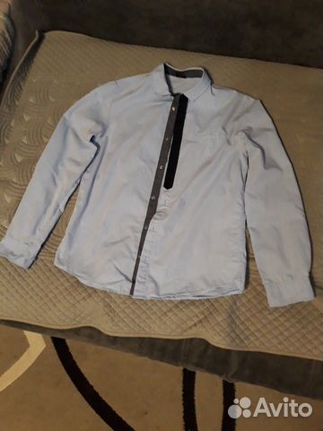 Рубашка голубая, на 13-14 лет