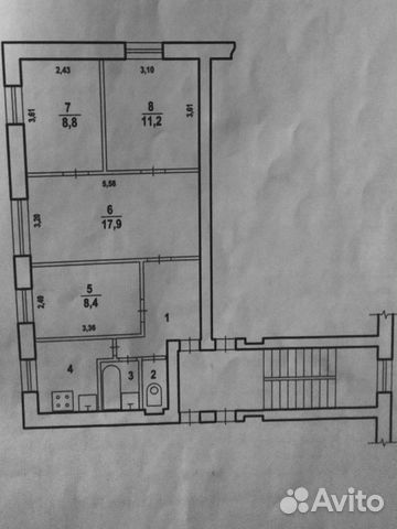 4-к квартира, 61.9 м², 2/5 эт.