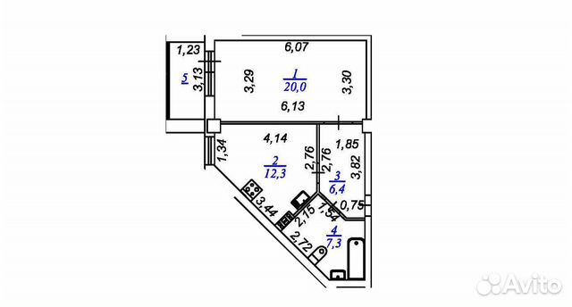 1-к квартира, 49 м², 6/16 эт.