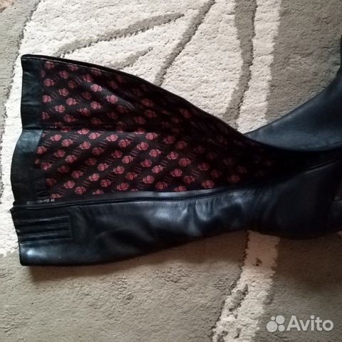 Сапоги осень-весна, кожа, чёрные, состояние б/у по Сапоги осень-весна, кожа, чёрные, состояние б/у по