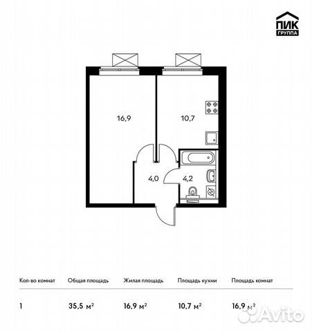 1-к квартира, 35.5 м², 25/25 эт. 1-к квартира, 35.5 м², 25/25 эт.