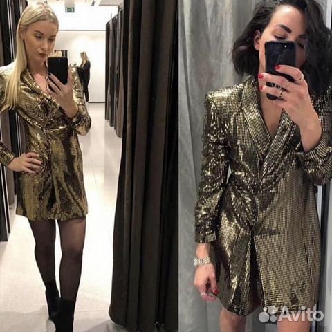 Платье пиджак zara золото
