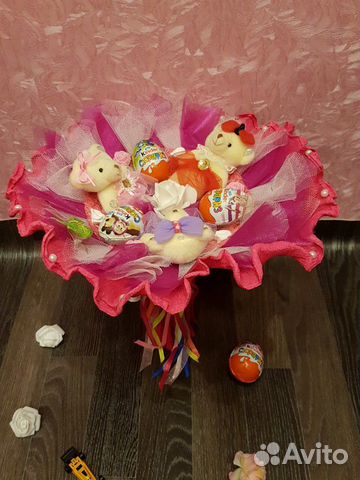 Букет из мягких игрушек с киндер 32