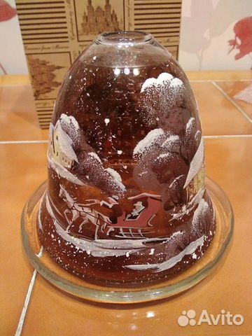 Подсвечник стеклянный с зимним рисунком Подсвечник стеклянный с зимним рисунком