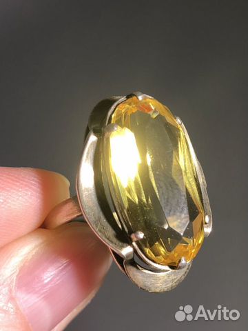 Серебряное кольцо с цитрином. 875 проба