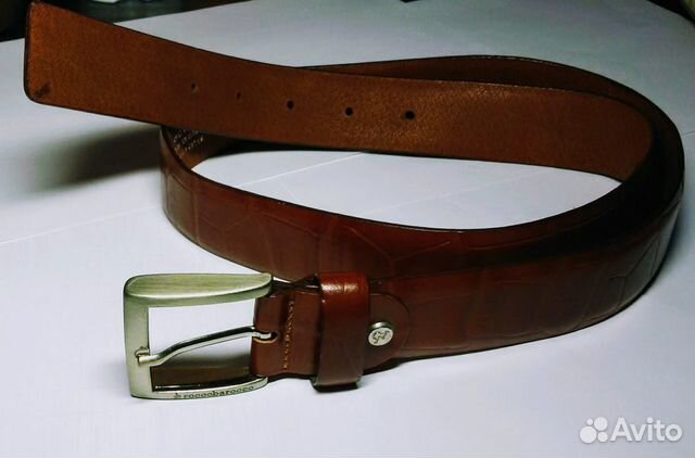 Ремень кожаный мужской - Roccobarocco - новый