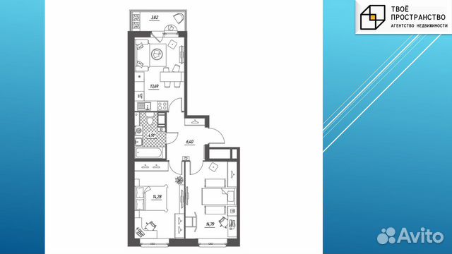 2-к квартира, 55.2 м², 17/19 эт. 2-к квартира, 55.2 м², 17/19 эт.
