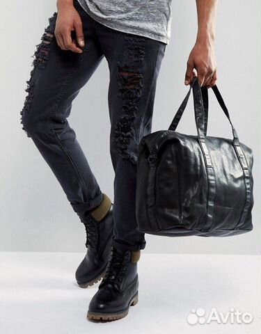 Кожаная черная сумка AllSaints мужская