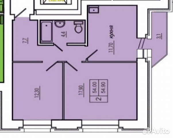 2-к квартира, 55 м², 14/17 эт. 2-к квартира, 55 м², 14/17 эт.