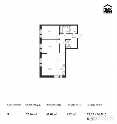3-к квартира, 82.5 м², 4/11 эт. 3-к квартира, 82.5 м², 4/11 эт.