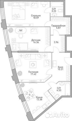3-к квартира, 94.4 м², 34/39 эт. 3-к квартира, 94.4 м², 34/39 эт.