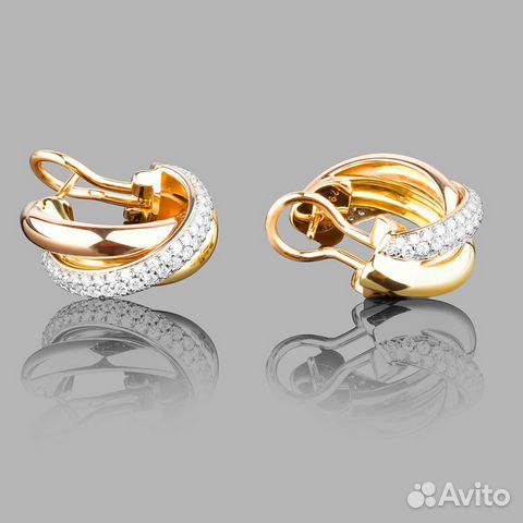 Золотые серьги Cartier Trinity с бриллиантами Золотые серьги Cartier Trinity с бриллиантами