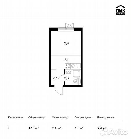 Студия, 19.8 м², 13/25 эт.
