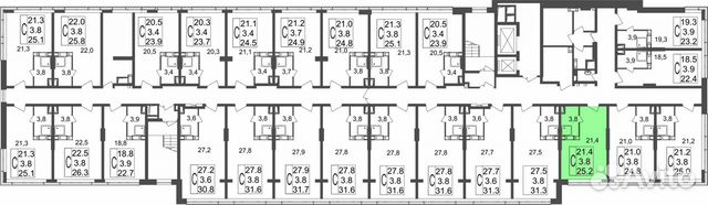 Студия, 25.2 м², 12/17 эт. Студия, 25.2 м², 12/17 эт.