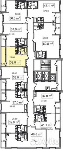 1-к квартира, 32 м², 5/26 эт. 1-к квартира, 32 м², 5/26 эт.