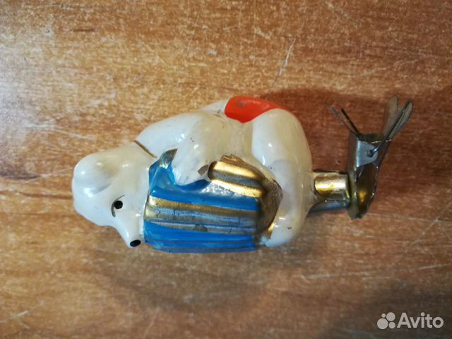 Коллекционная елочная игрушка Мишка с баяном