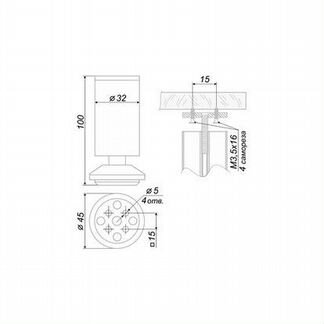 Ножка мебельная металлическая boyard 2шт