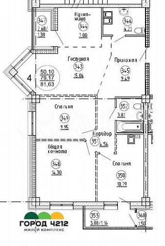 4-к. квартира, 82 м², 5/9 эт.