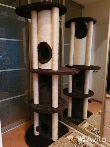 Игровой комплекс для кошек с домиком и когтеточкой