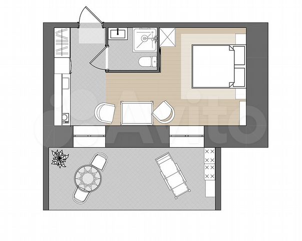 Апартаменты-студия, 41,7 м², 2/4 эт.