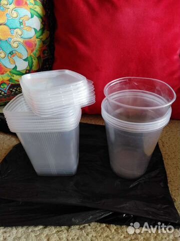 13 шт. по 0,5 л контейнеры, стаканы, пищ.пластик