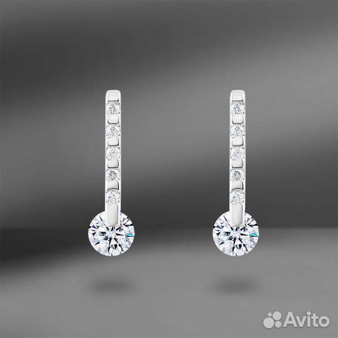 Золотые серьги с бриллиантами 0.70 Ct