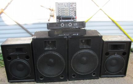 Колонки FA EVM 2000W 4шт Усилитель Микшер Микрофон