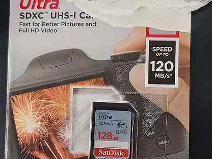 Карта памяти sdxc sandisk ultra 128 гб sdsdun4 128g gn6in