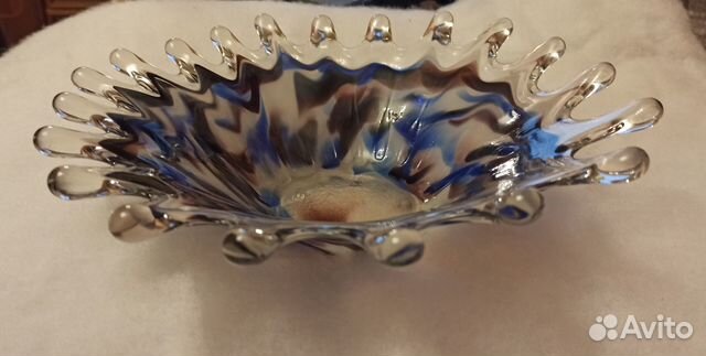 Ваза/конфетница СССР Гутное/цветное стекло