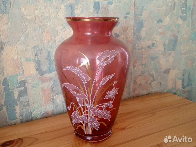 Ваза для цветов чешское стекло