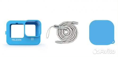 Чехол силиконовый для hero 9 Black голубой