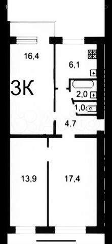 3-к. квартира, 63 м², 3/5 эт.