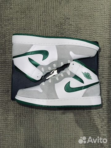 Air Jordan 1 Mid Green Grey GS 3 Размера