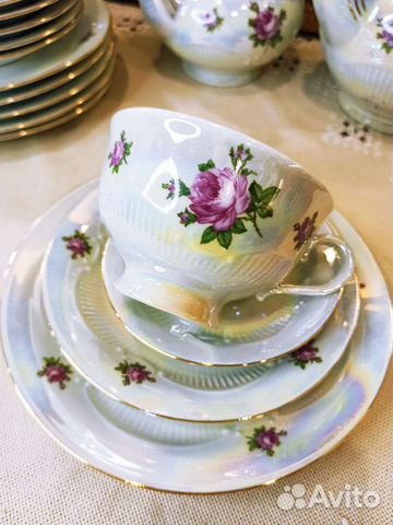 Сервиз чайный Роза Перламутр Кольдиц гдр 1970