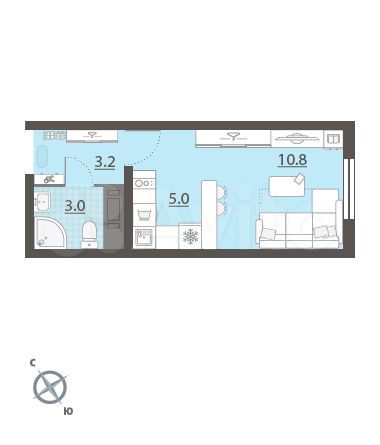 Квартира-студия, 22,6 м², 13/25 эт.