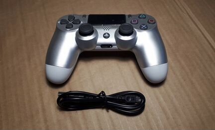 Джойстик ps4 серебряный + зарядка кабель micro usb