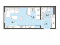 Квартира-студия, 24,3 м², 3/5 эт.