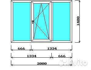 Трехстворчатое окно в плане