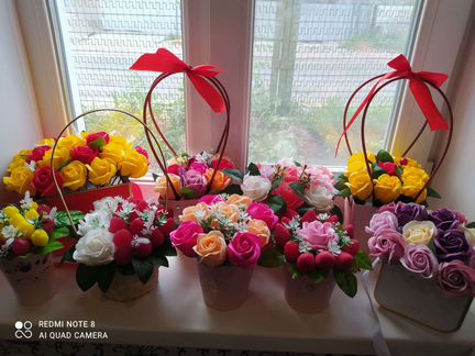 Букеты из мыла и пенных роз