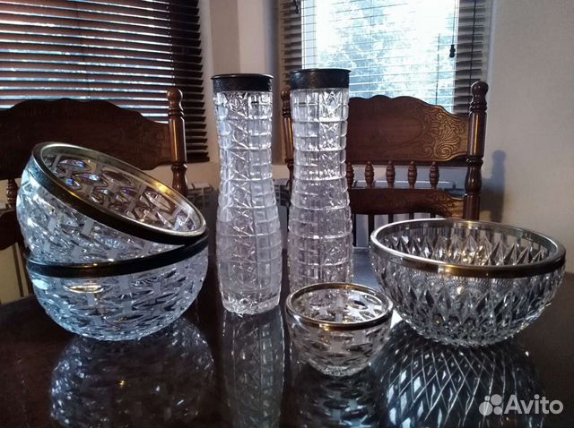 Ваза хрусталь серебро